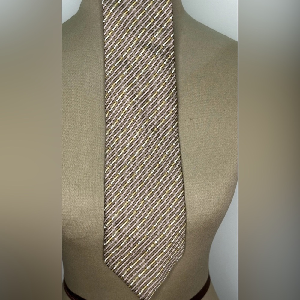 Lanvin Brown and Gold Striped Tie